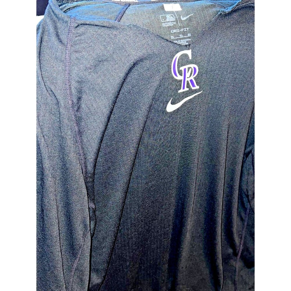 Brendan Rodgers Colorado Rockies Game Worn Used Long Sleeve Warm Up Nike Shirt